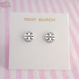 Tory Burch Miller Stud Earrings in Silver - Brand New